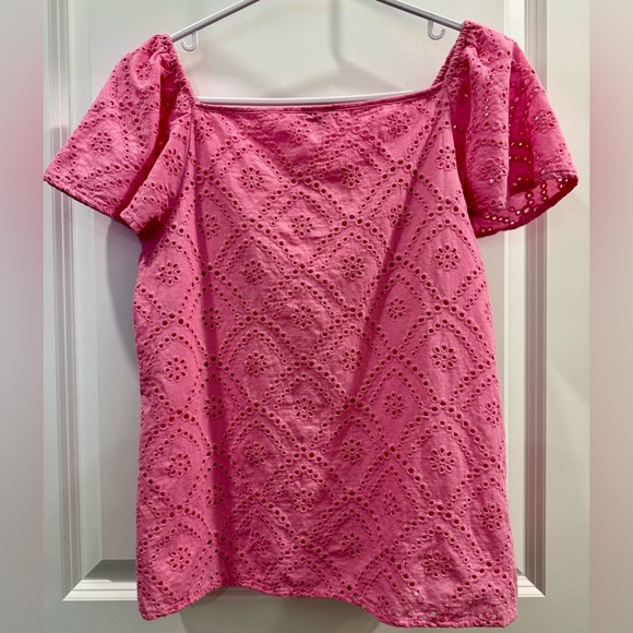 Ann Taylor Pink Eyelet Blouse - Picture 2 of 3